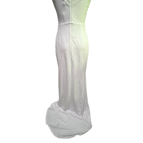 Lulus Beautifully Beloved White Mesh Off-the-Shoulder Dress with Train Sz Med - Picture 13 of 16